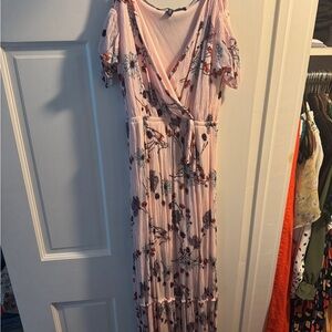 One Clothing Pink Flutter Sleeve Maxi Dress